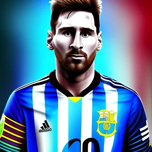 Portrait of king lionel messi, with argentina flag, highly detailed, color patterns on wings, soft studio lighting, background 64k