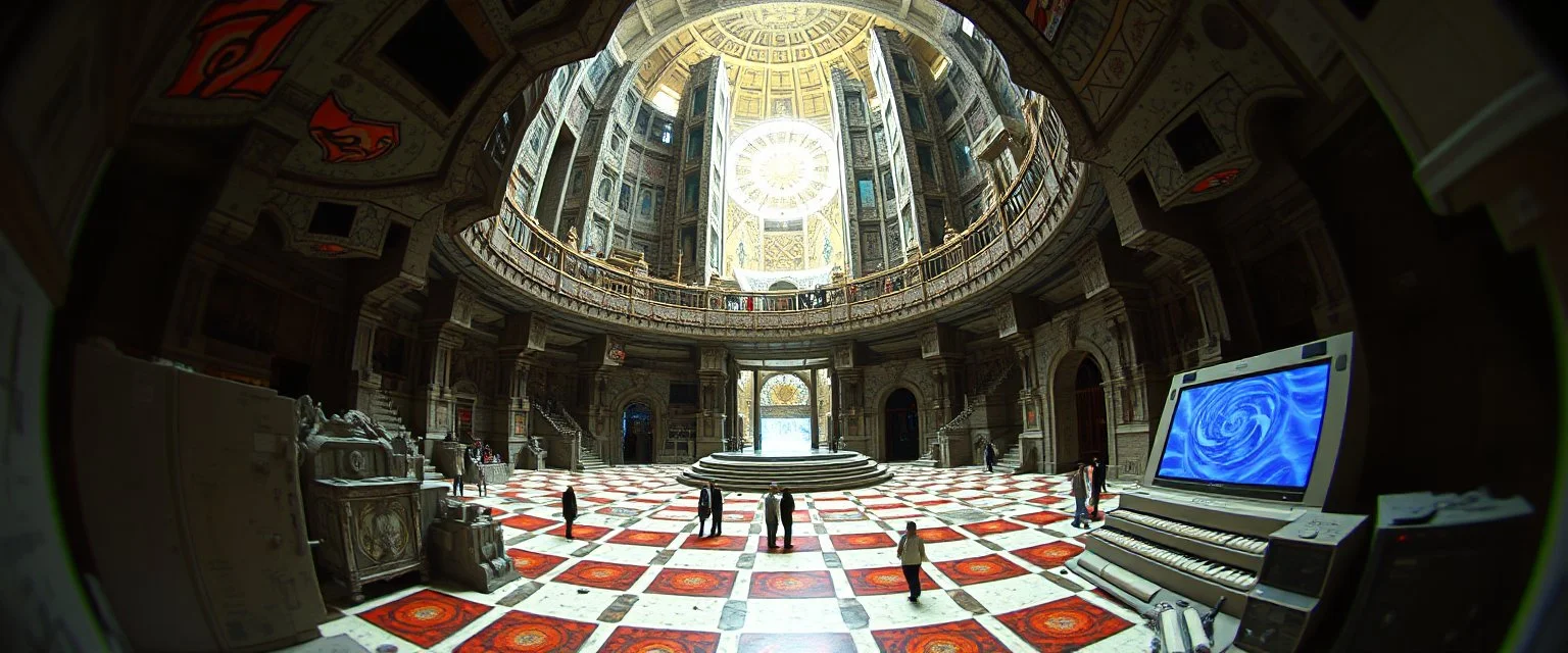 super mage CYBERMAGIC: THE OCCULT ARCHITECTURE OF "ARTIFICIAL INTELLIGENCE", in the Escher and Bach style, with a messed up scene hiding somewhere, pin hole cam pic