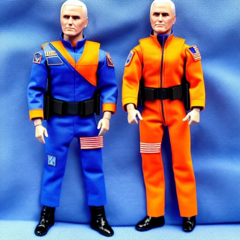 Mike Pence G.I. Joe toy Doll space force uniform, orange blue fabric, guns