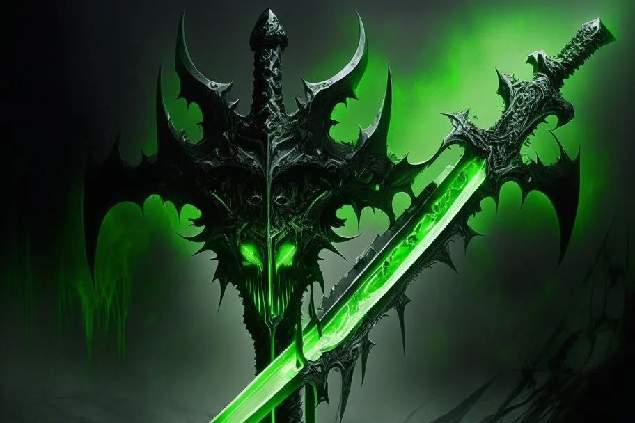 espada demoniaca negra y verde sumamente poderosa y grande