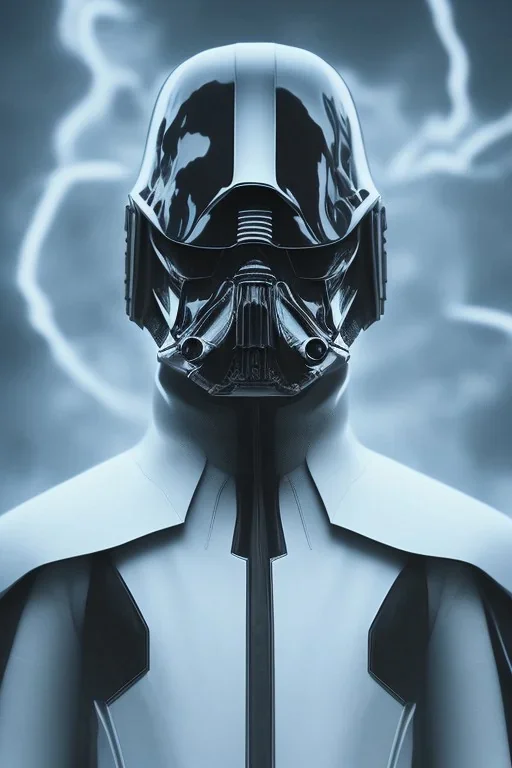 All Black Anakin Skywalker soldier, ghost, wearing high tech mask, white smoke, dark, rage, sorrow, high definition, ultra 8 k, volumetric lighting, blue fire, fog red