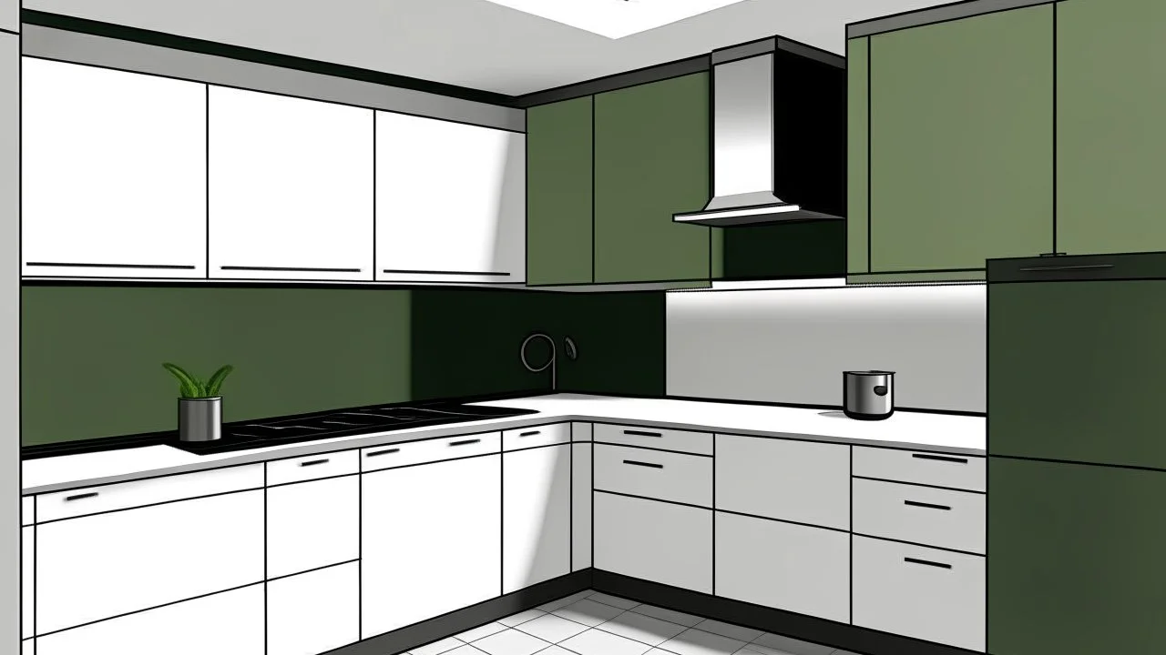 kitchen with marble color on the left side by the window from the bottom up, a microwave and an oven installed in the furniture, and on the right side and next to it an induction hob and a cooker hood above it, on the right side there is a sink and a dishwasher underneath it