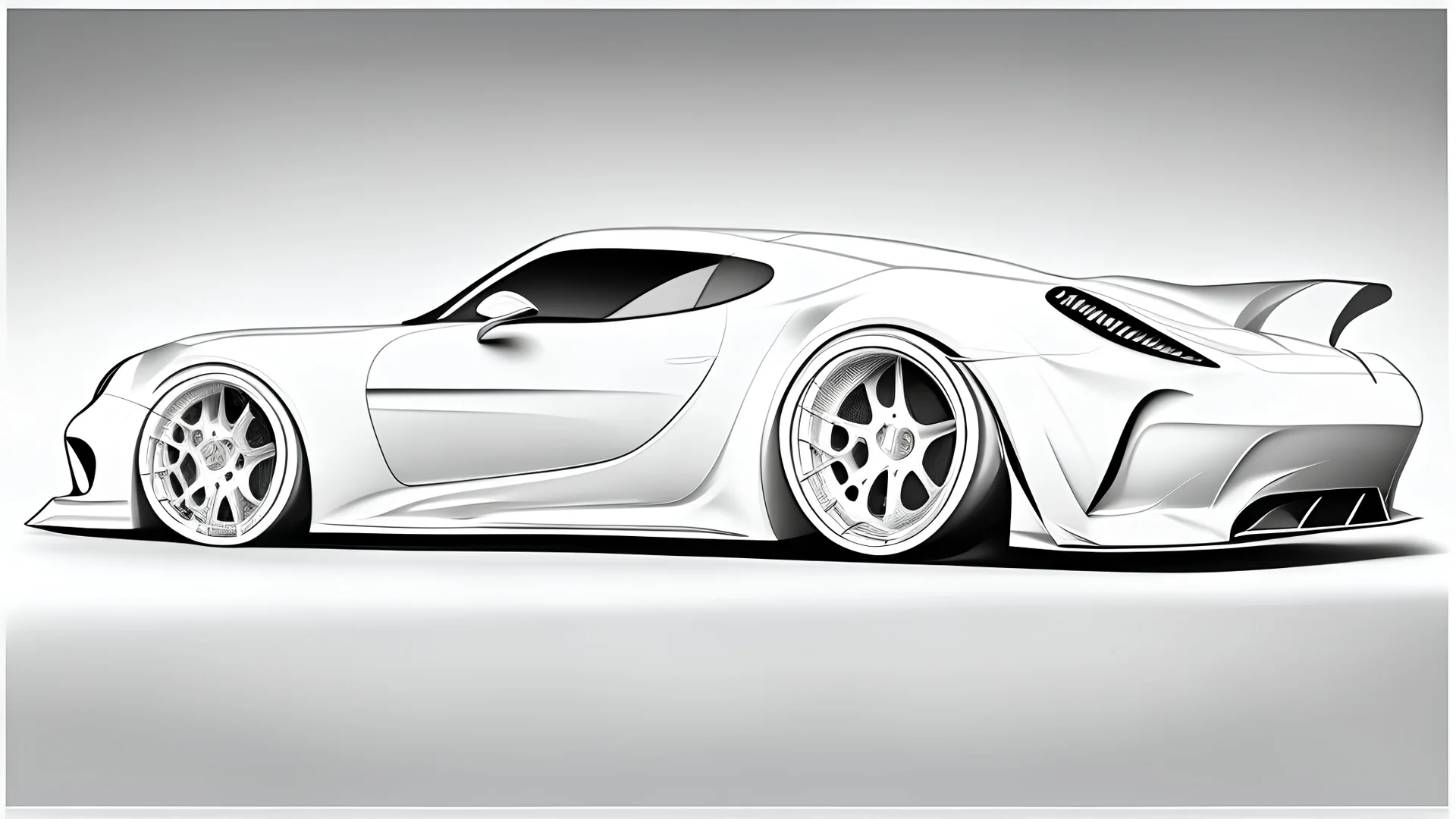 Design a sports car without the colors for color it with full white background