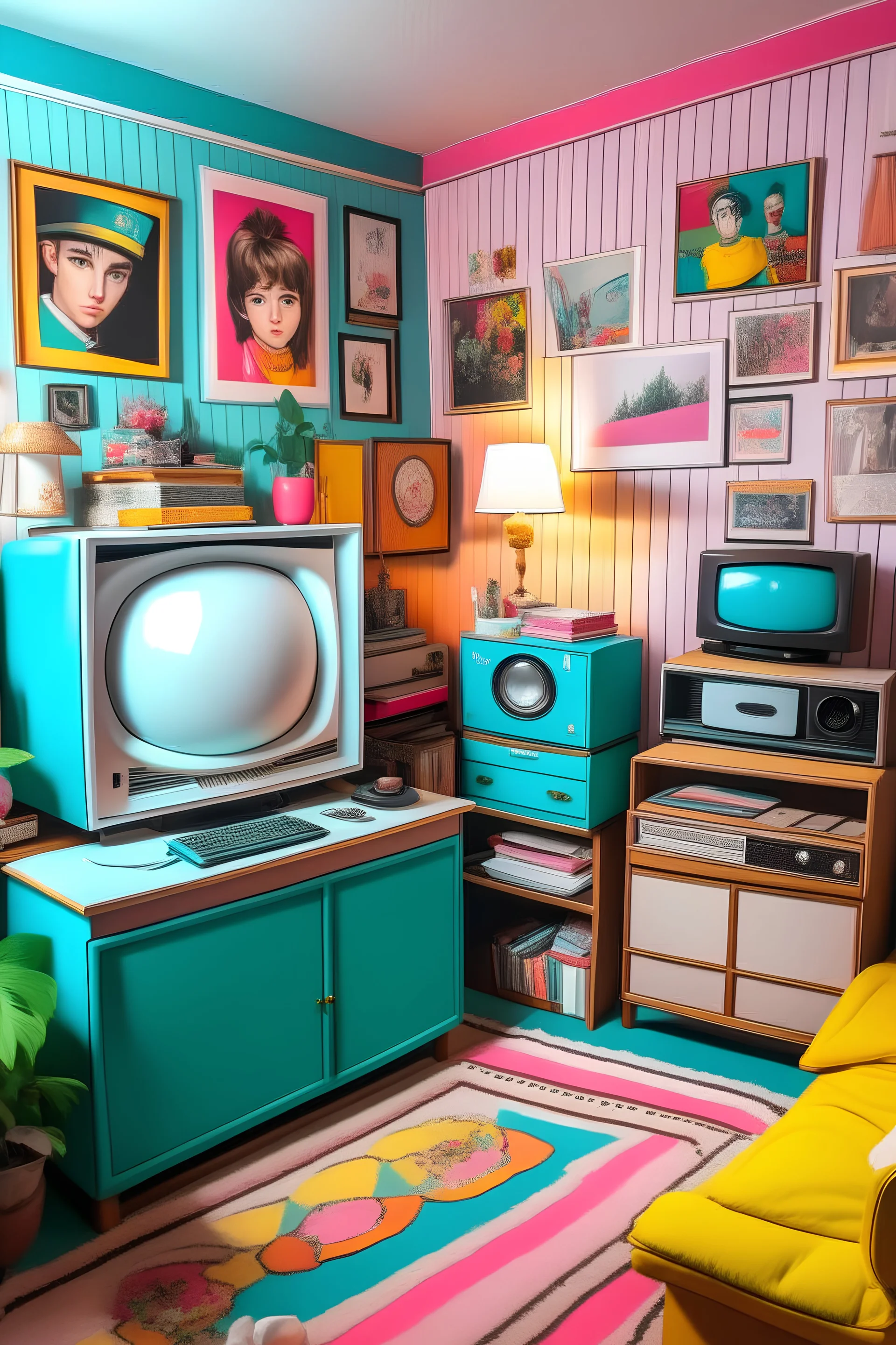 A vintage room embodying the essence of the 1980s