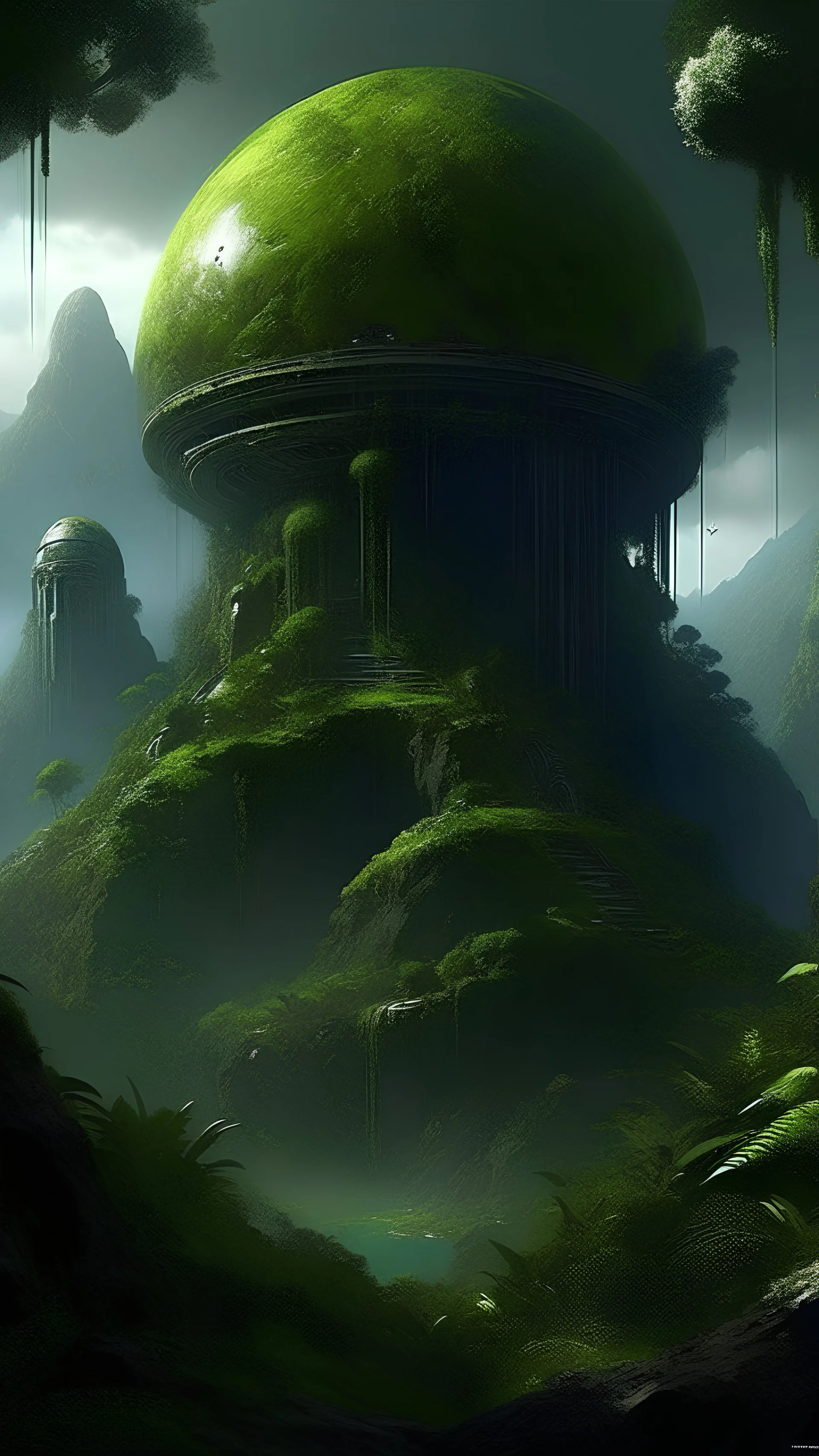 sci fi planet, jungle fortress