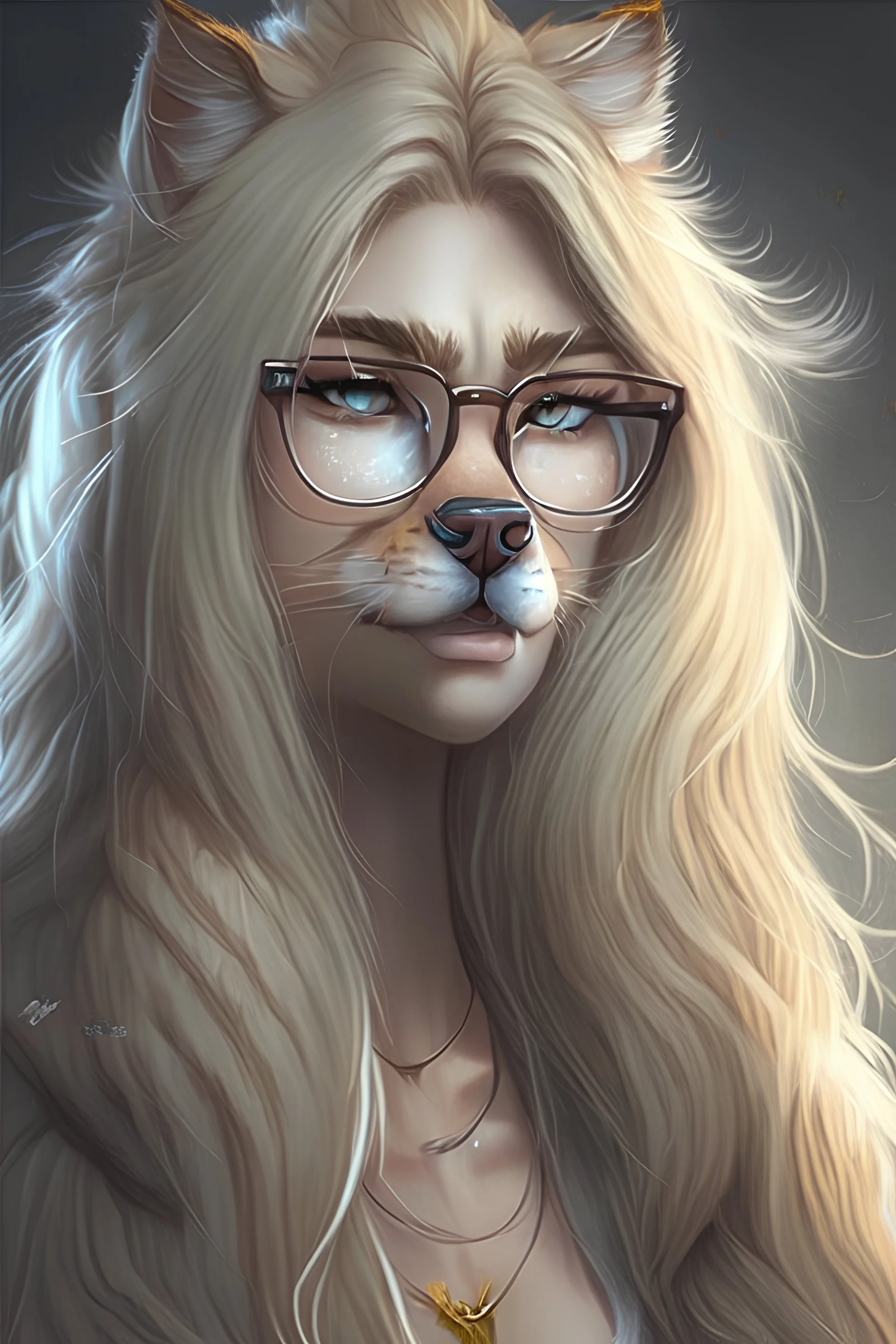 pick me, long hair, makeup, blonde, glasses, mean, furry, hybrid alpha