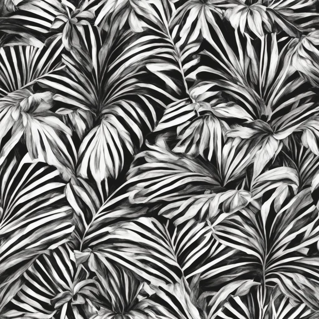 black and white banana leafs wallpaper pattern in vector lines