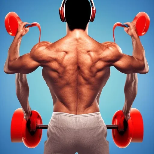 Image describing the bodies of super athletes from back listening to music, by wearing a music player