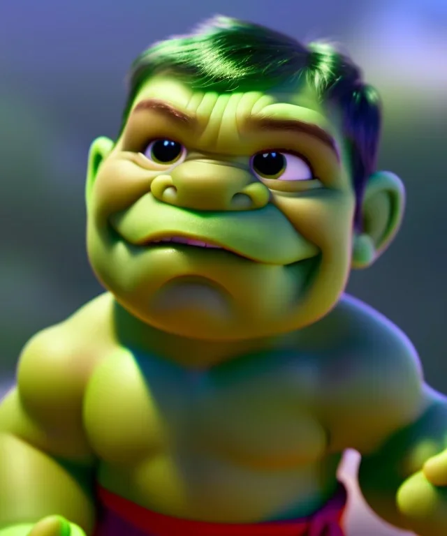 Baby hulk, full body, bokeh