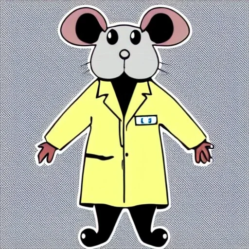 Rat cartoon happy lab coat