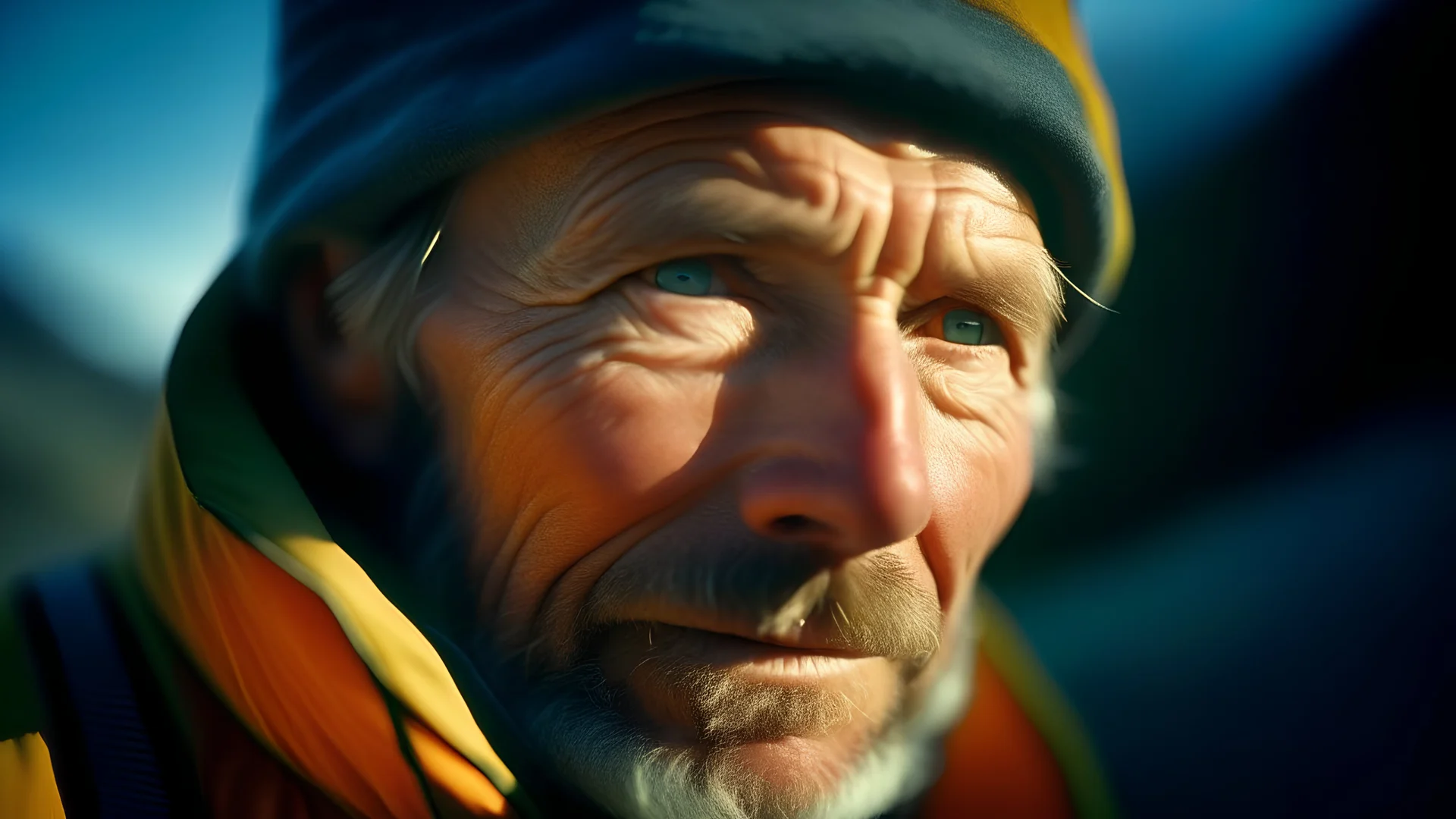 alpinist portrait, Kodak Gold 200, F/22, Analogous-Colors, 8K, realistic,