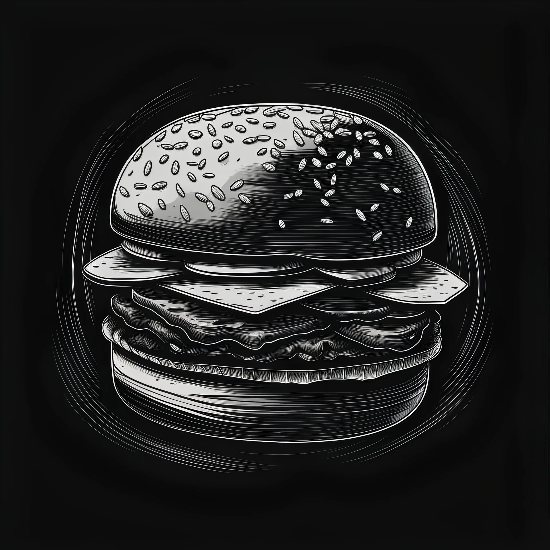 create a vector burger drawing sketch with black color