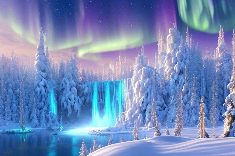  white and gold crystal background，waterfall, winter snow flakessnow, northern Lights, full of details, smooth, bright sunshine，soft light atmosphere, light effect，vaporwave colorful, concept art, smooth, extremely sharp detail, finely tuned detail, ultra high definition, 8 k, unreal engine 5, ultra sharp focus