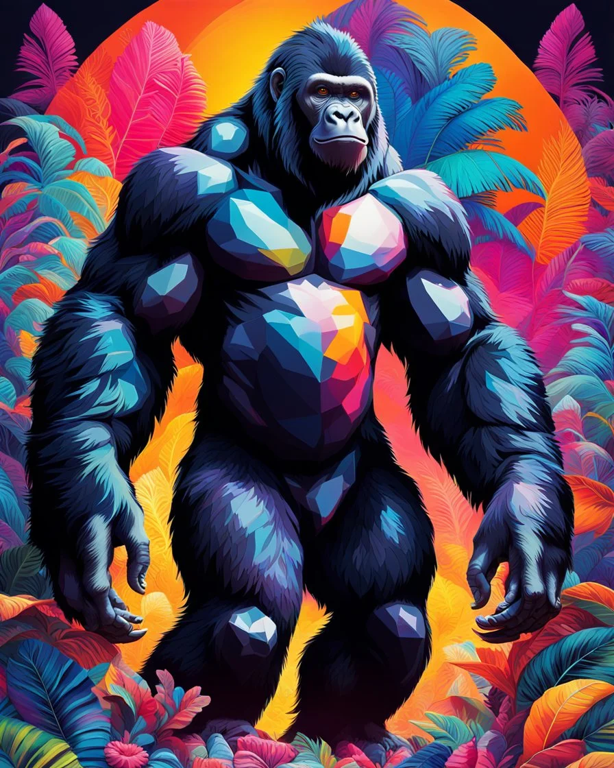 Full body Beautiful gorilla colorful art conceptual, amazing artwork, hyper detailed, ultra maximalist quality, 12k