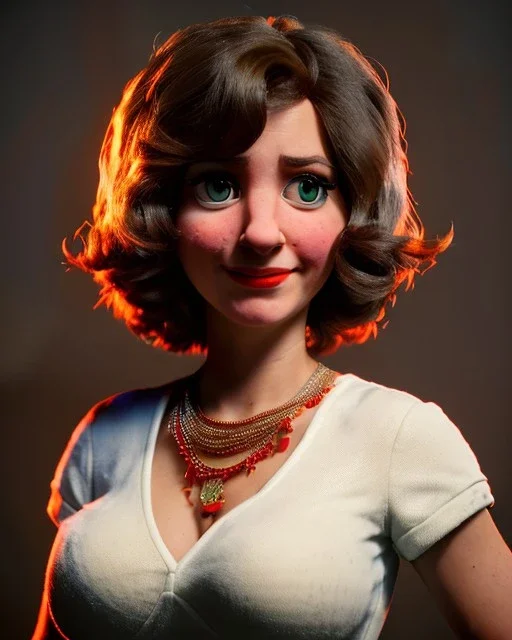 Portrait, italian waitress woman with monster muppet mask that covers her entire head, retro style, Sesame Street style, red, smooth, unreal engine 5, god lights, ray tracing, RTX, lumen lighting, ultra detail, volumetric lighting, 3d.