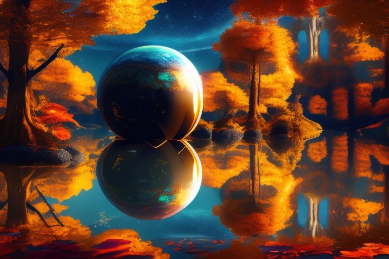 sphere stargate, autumn, lagoon, exoplanet, epic, sci-fi, hd