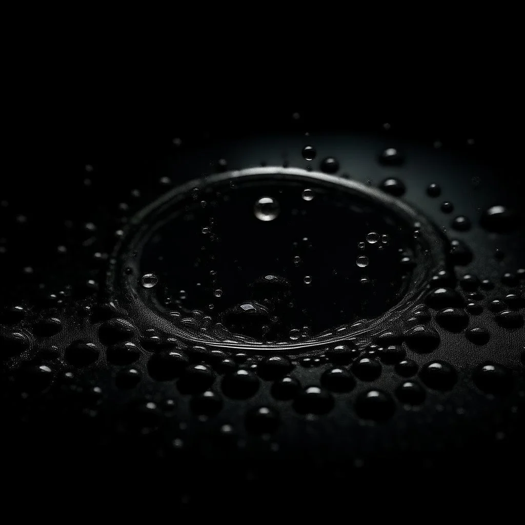 circle of waterdrops, dark romantic atmosphere