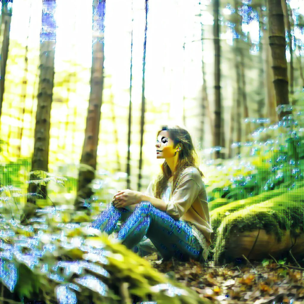 woman relaxing in the forest