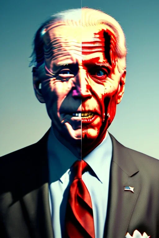 Ultra realistic image, joe biden zombie, zombie performance, blood, torn arm, night, walking twisted, waist up view, dark ambient, highly detailed, sky background, concept art, unreal engine 5, god rays, ray tracing, RTX, lumen lighting, ultra detail, volumetric lighting, 3d, finely drawn, high definition, high resolution.