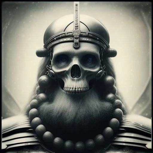 A viking with muscles and blaids, hr giger, scary, steam punk, realistic, made in octane, cinematic, ultra-realistic, extremely detailed octane rendering, 8K, VRAY Super Real ar 2:3, dof photorealistic futuristic 50mm lens hard lighting dark gray tintype photograph, realistic lighting, sepia color