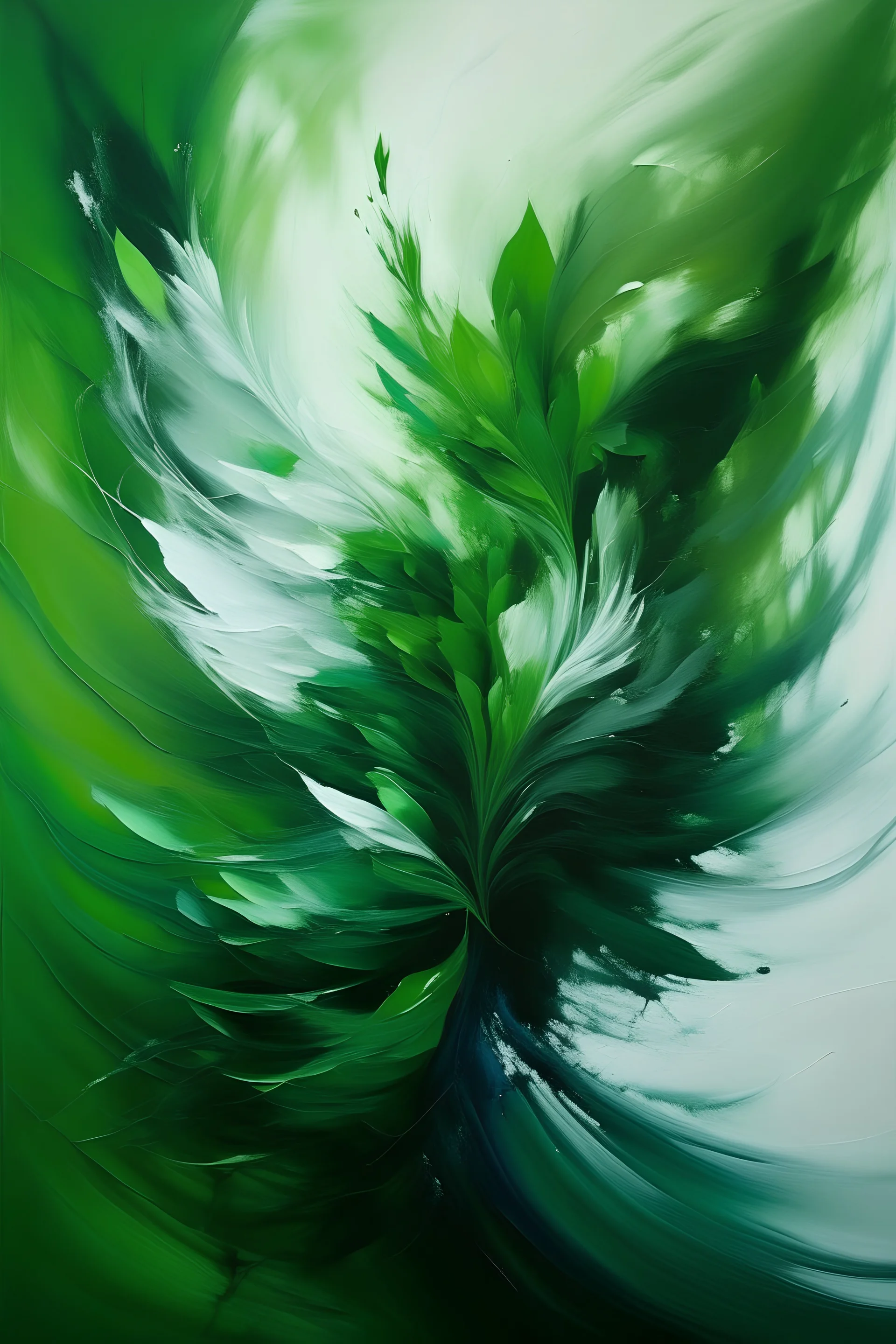 green novia, art painting, elegant, canvas, abstract, high grade, botanical