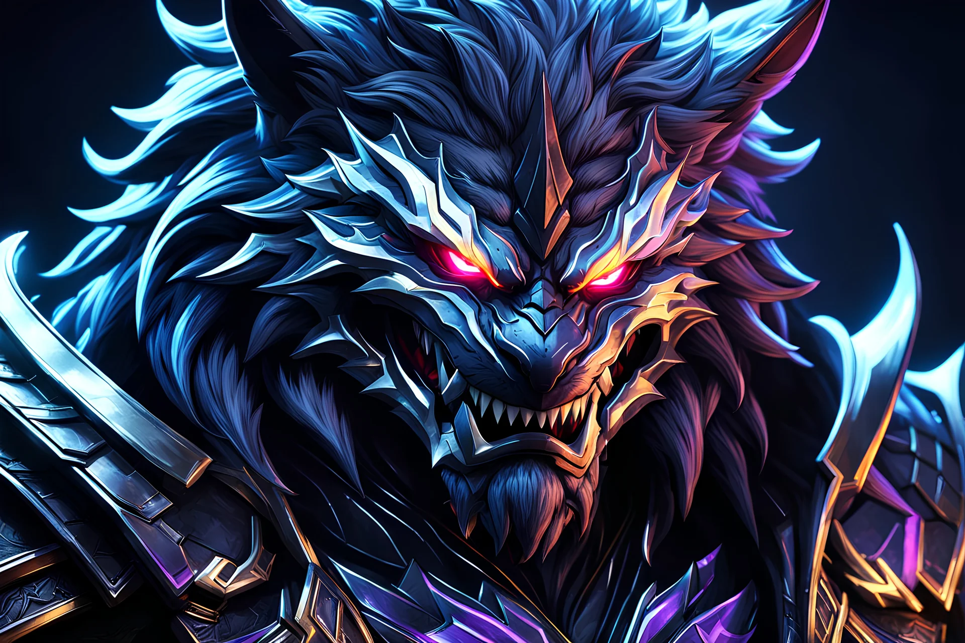 Rengar venom in 8k solo leveling shadow artstyle, mask, hunter them, neon lights, intricate details, highly detailed, high details, detailed portrait, masterpiece,ultra detailed, ultra quality