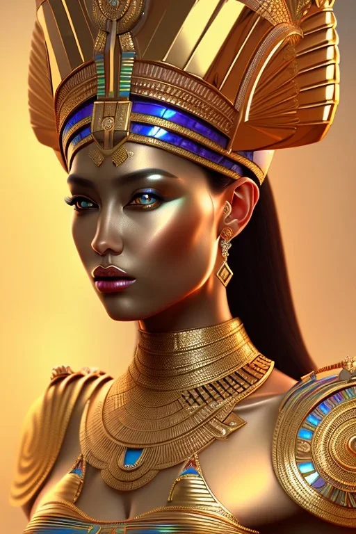 Beautiful pharaonic queen, pharaonic dress, clear features, too many details, 4k, 8k, portrait, 3d, fantasy