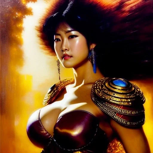 portrait beautiful face 'Mamiya-Fist of the North Star',busty,ancient metal armor balanciaga fashion clothe painting by gaston bussiere, greg rutkowski, yoji shinkawa, yoshitaka amano, tsutomu nihei, donato giancola, tim hildebrandt, oil on canvas, cinematic composition, extreme detail,fit full head inside picture,16k