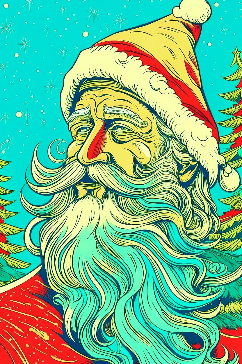 CRISTMAS SANTA,TREE, thick outline, low details, Vivid Color