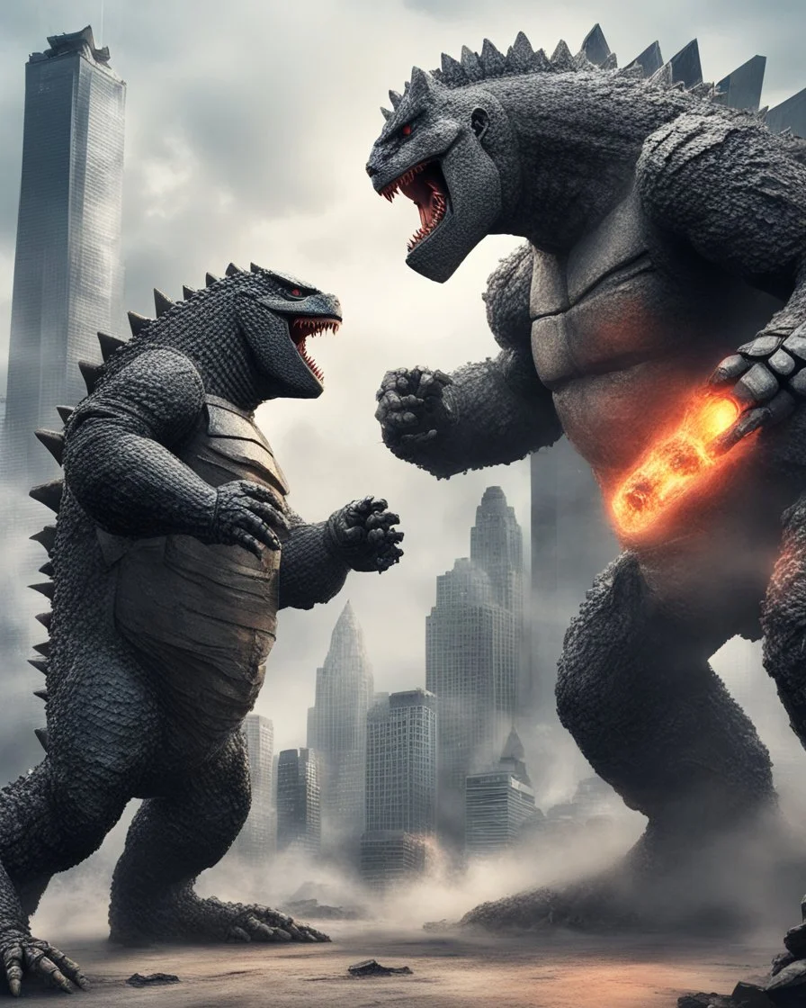 robo Godzilla fighting vs robot king kong