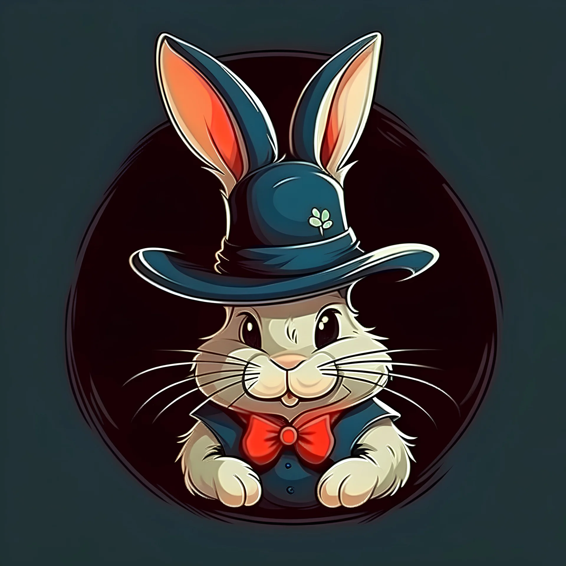 The rabbit inside the magician's hat, cartoon , simpler drawing