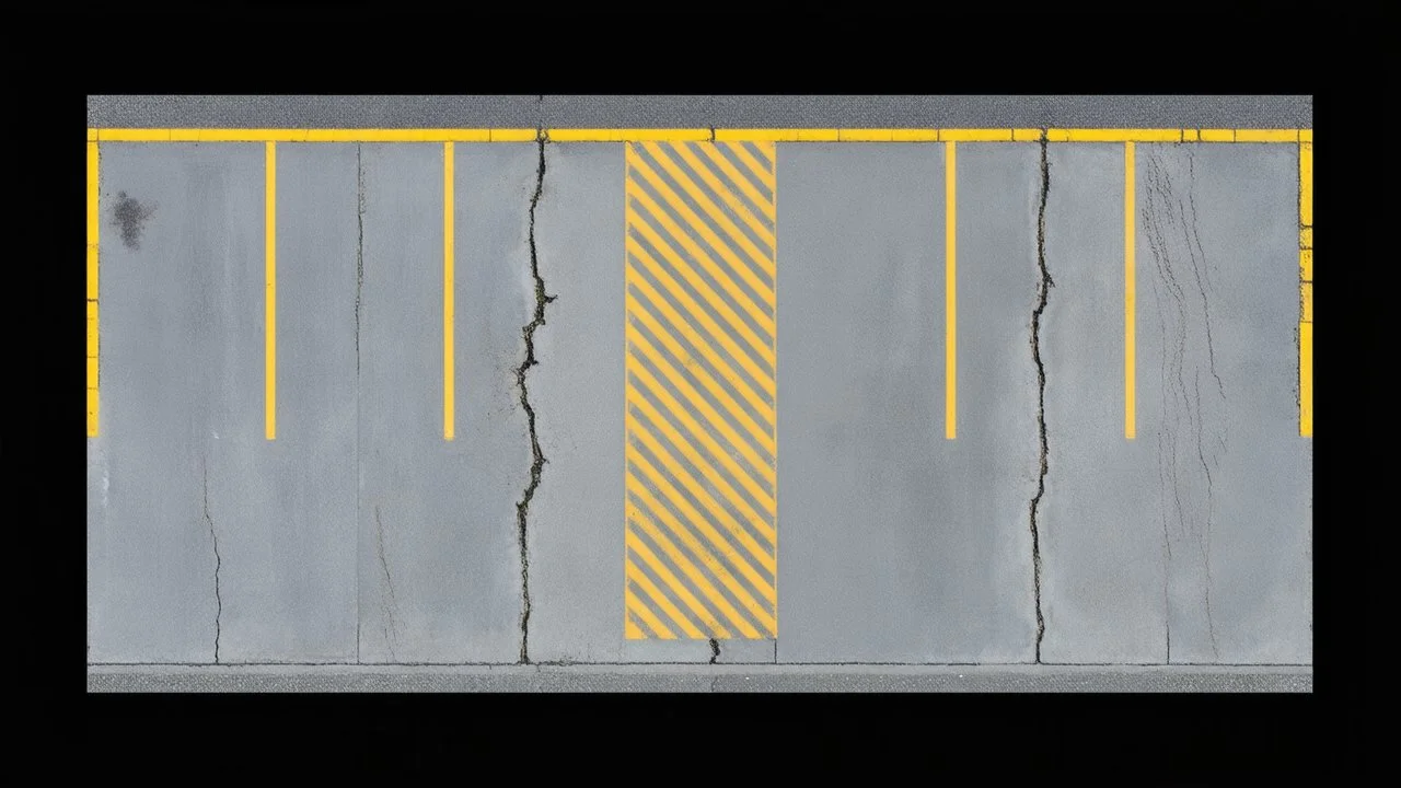 Ground layout for a parking lot. Add skid-marks, oil ground stains, fine cracks and weathering. and make a little darker