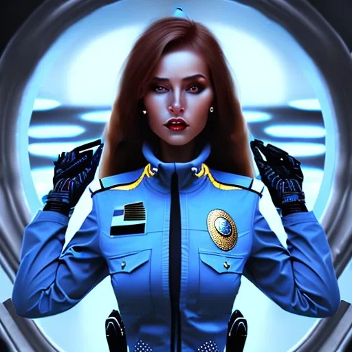 lady cop top in spaceship