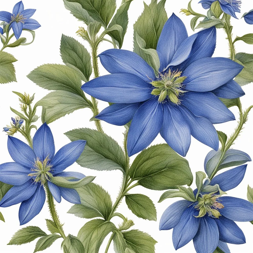 borage flower on white background, illustration