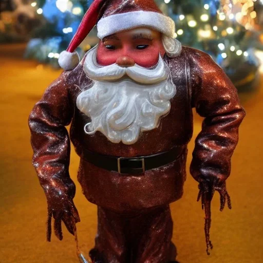 futuristic santa made of rusted metal