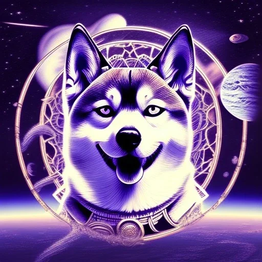 sacred geometry, shiba inu in space