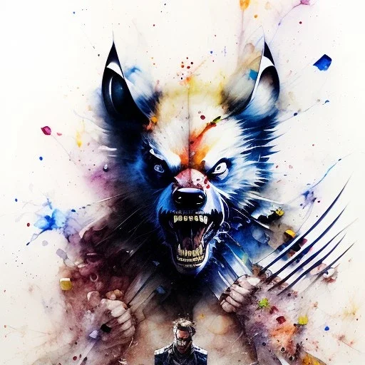 animal wolverine, glutton, carcajou, quickhatch, Gulo gulo, watercolor illustration by <agnes cecile> <Yoji Shinkawa>