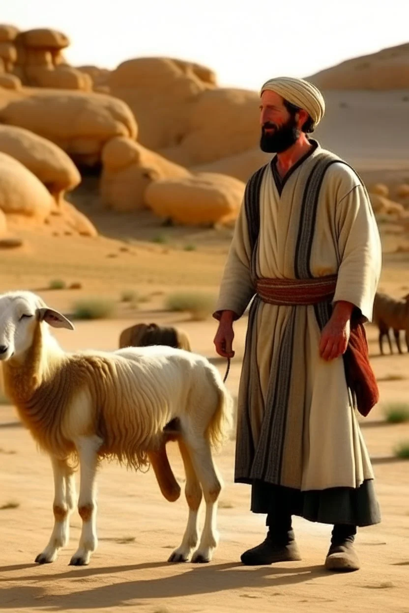 راعي ومعهو كلب وعنز في الصحراء