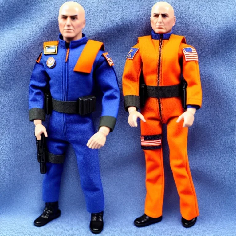 Mike Pence GI Joe toy Doll space force uniform orange blue fabric, guns