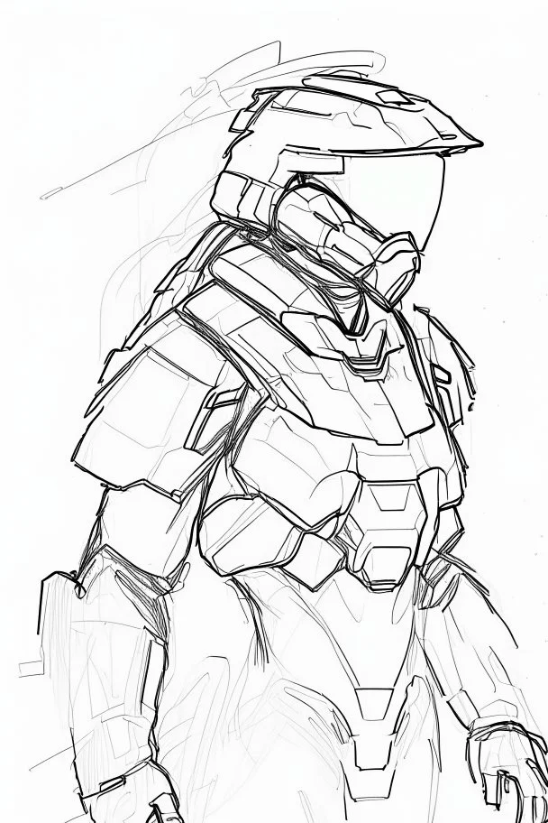 outline drawing of master chief