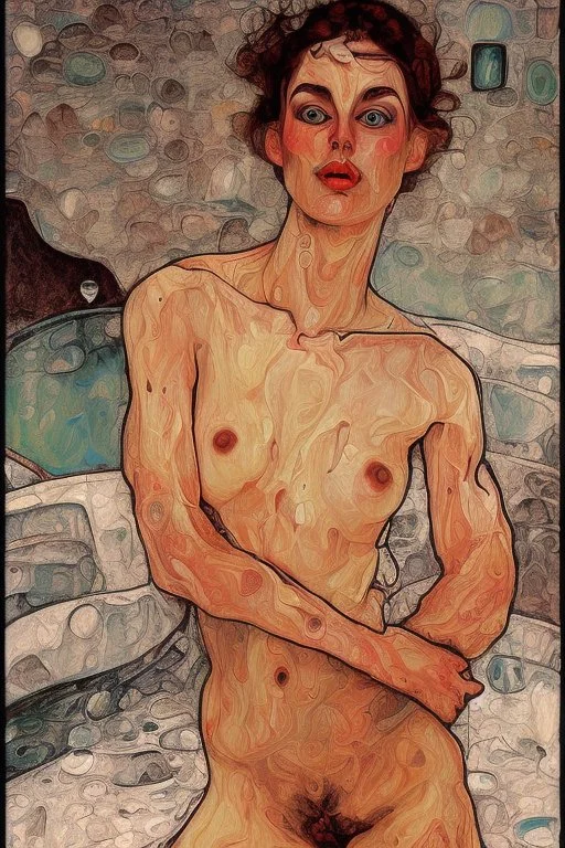 woman in a bath, similar to egon schiele