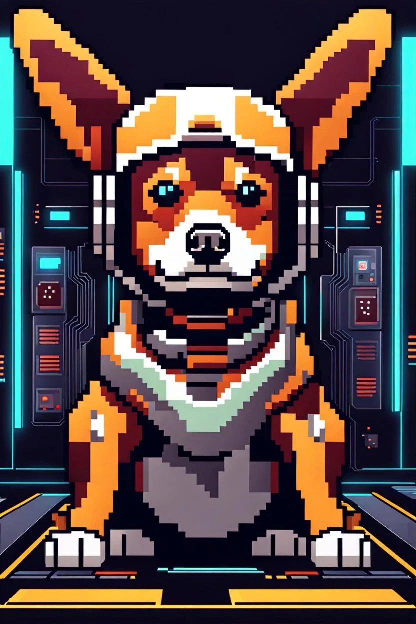 dog pixel art futuristic