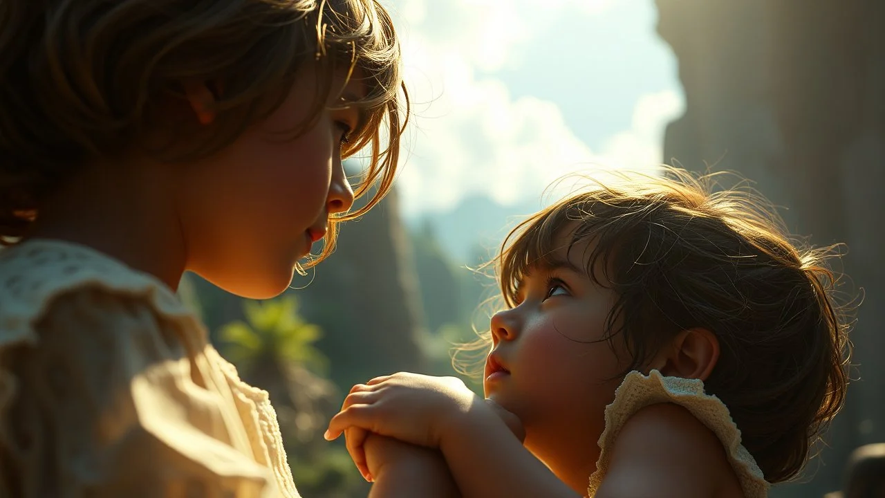 Beautiful "Brave New World", (Aldous Huxley), children, devotion, exquisite composition, beauty, magic, fantasy, close foreground detail, beautiful intricate insanely detailed octane render, 16k artistic photography, photorealistic concept art, soft natural volumetric cinematic perfect light, chiaroscuro, award-winning photograph, masterpiece