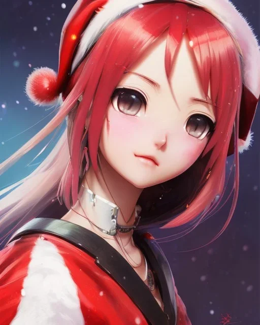 Detailed cute happy anime Kunoichi Christmas girl, Christmas colours, intricate details, full body portrait, keep head in frame, slight smile, black Japanese motif, concept art, highly detailed, digital painting, concept art, sharp focus, illustration, art by Yoji Shinkawa, WLOP and greg rutkowski and alphonse mucha and artgerm and yanjun Chen and Junji ito and Makoto Shinkai, HDR, octane render