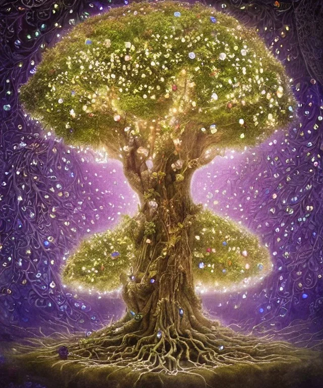 the most stunning, beautiful, Tree of Life with dripping flower garlands, floating globes of light, centered, 8k resolution, high-quality, fine-detail, iridescent, intricate, digital art, detailed matte, volumetric lighting, illustration, 3D octane render, brian froud, howard lyon, selina french, anna dittmann, annie stokes, lisa parker, greg rutowski, alphonse mucha, George Grie, Ben Goossens, Igor Morski