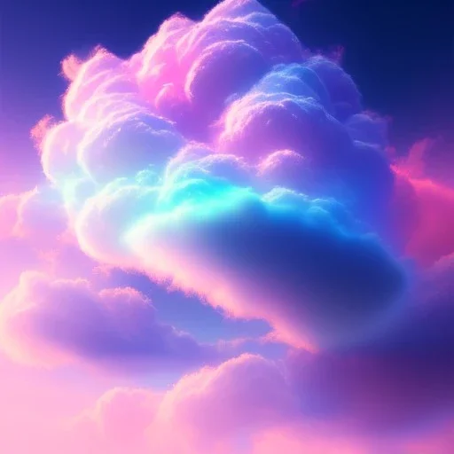  beautiful pink and blue cloud , soft, a gold bridge on cloud