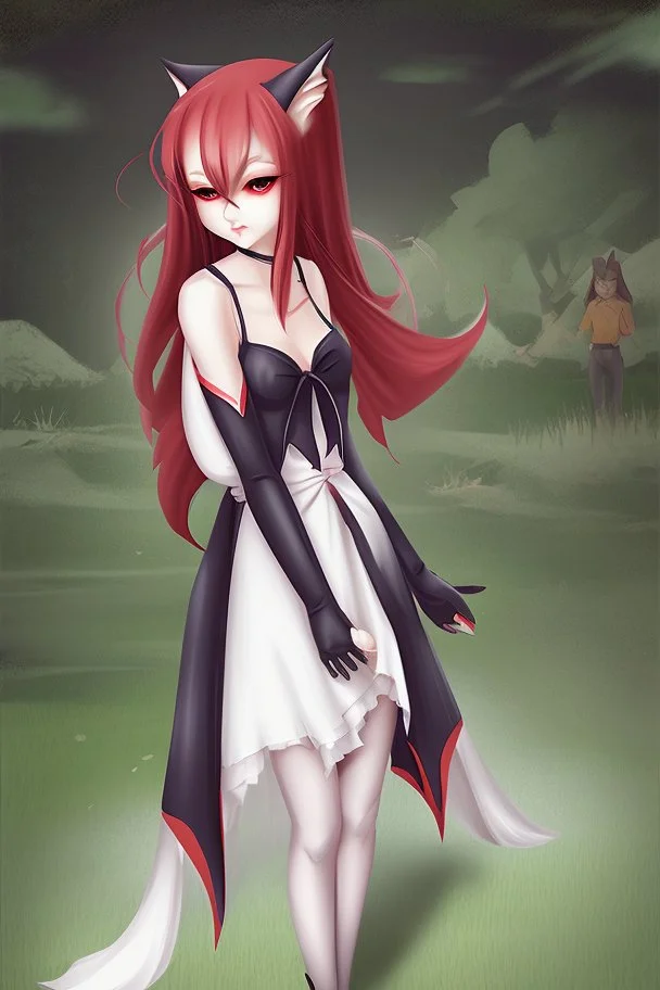 Kitsune Vampire girl with farmer clothes