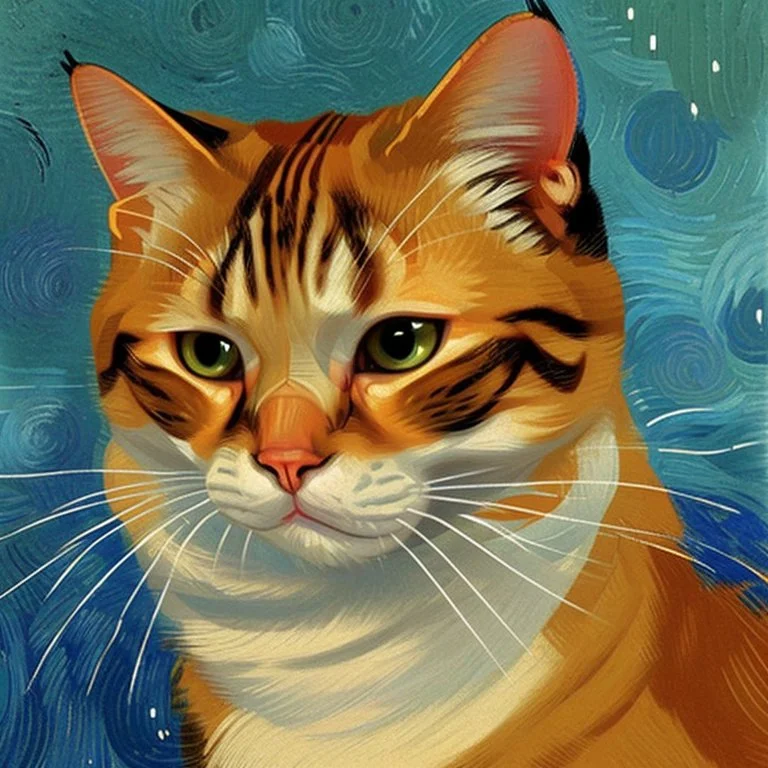 Portrait of a cat by Van Gogh