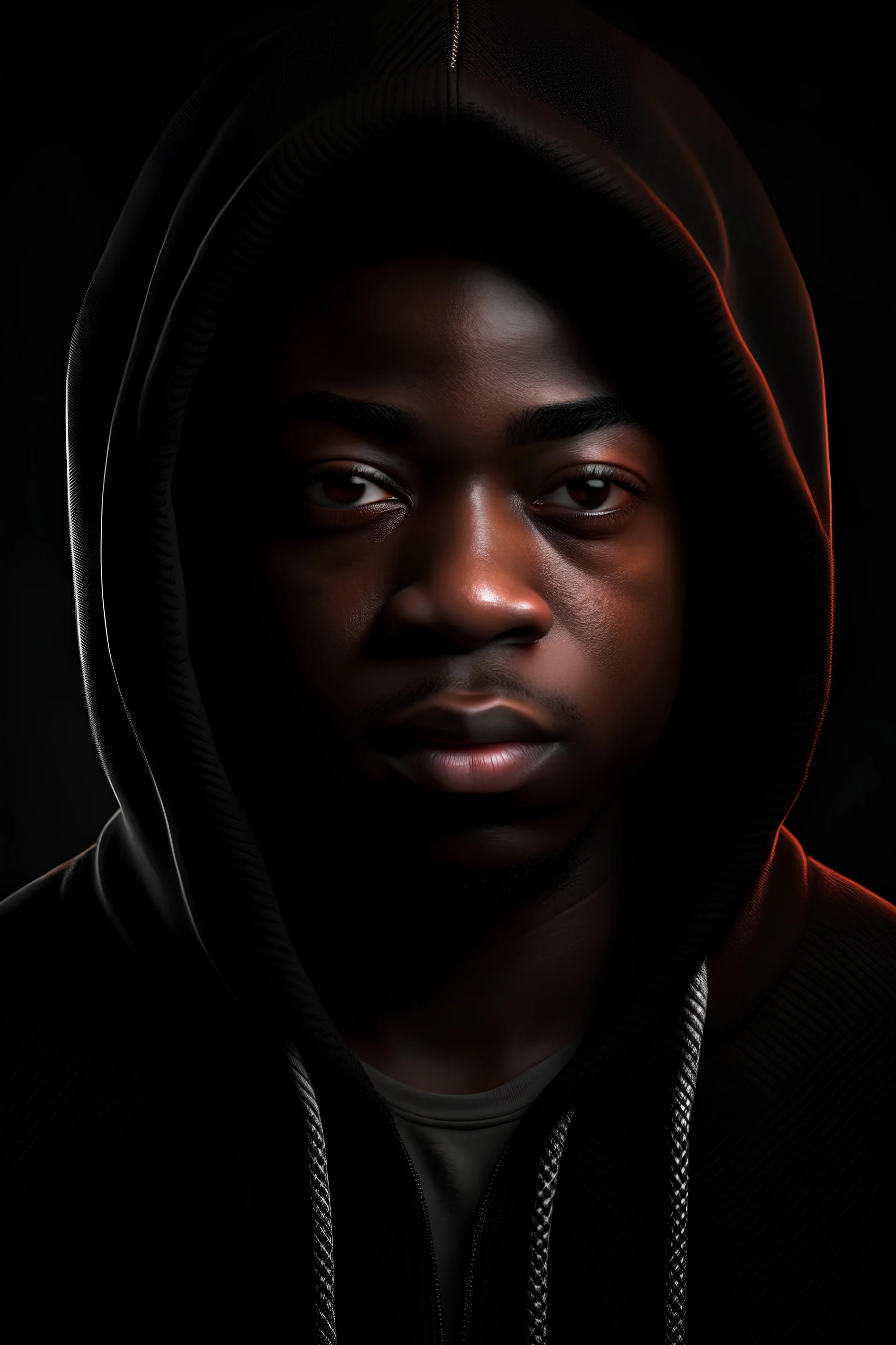 create image of a black man wearing hoodie 8k resolution, realistic, close up, high resolution beautiful, handsome,