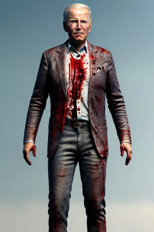 realistic image, joe biden zombie, night, arm cut and bleeding, amputated leg, waist up view, 80s, dark ambient, highly detailed, sky background, concept art, unreal engine 5, god rays, ray tracing, RTX, lumen lighting, ultra detail, volumetric lighting, 3d, finely drawn, high definition, high resolution.